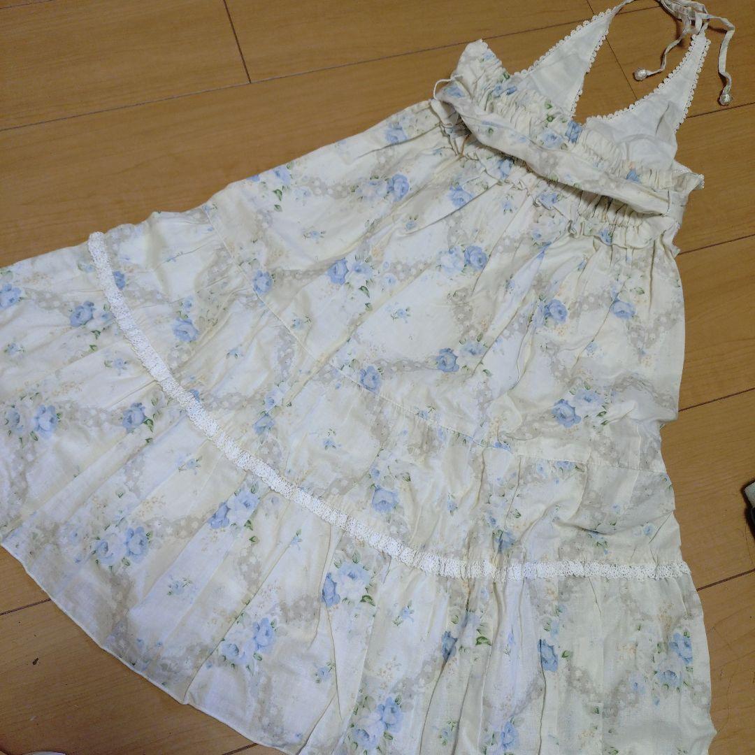 【新品タグ付き】リズリサ＊ワンピース＊サマードレス＊ブルー＊花柄レースワンピース