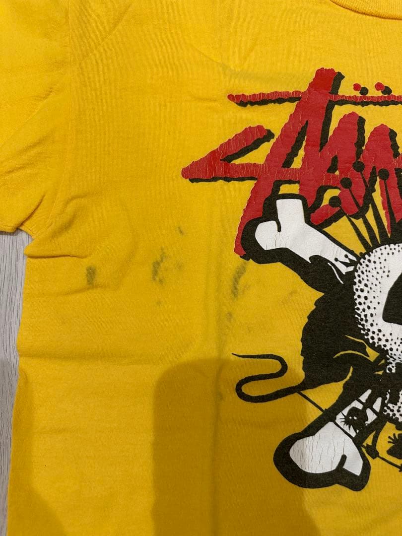Stussy ヴィンテージ　スカルプリント Tシャツ イエロー　Mサイズ