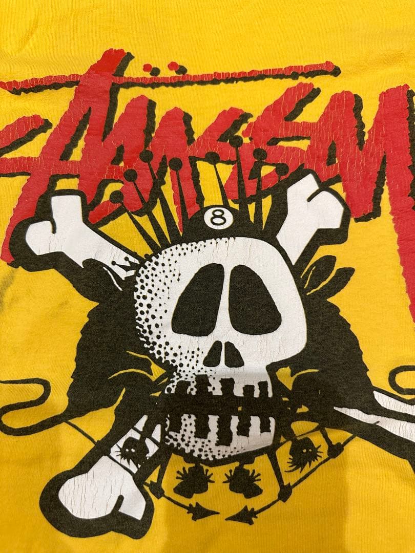Stussy ヴィンテージ　スカルプリント Tシャツ イエロー　Mサイズ
