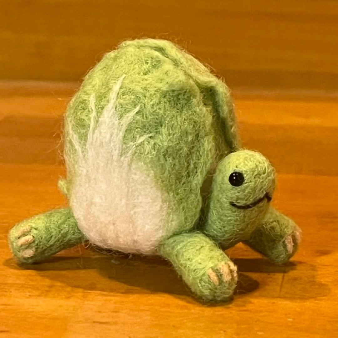 羊毛フェルト 鍋カメ 白菜 にんじん しいたけ 鍋