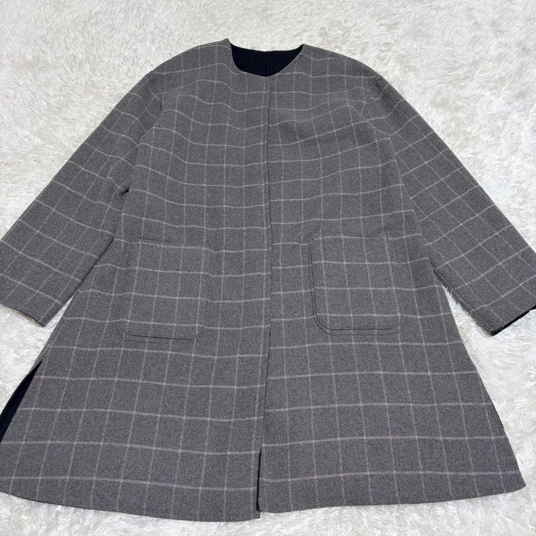 ✨美品✨ ユナイテッドアローズ リバーシブルコート ノーカラー チェック 完売品