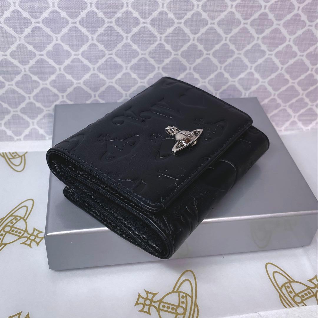 【☆内柄も素敵☆】Vivienne Westwood 三折財布 マット ブラック