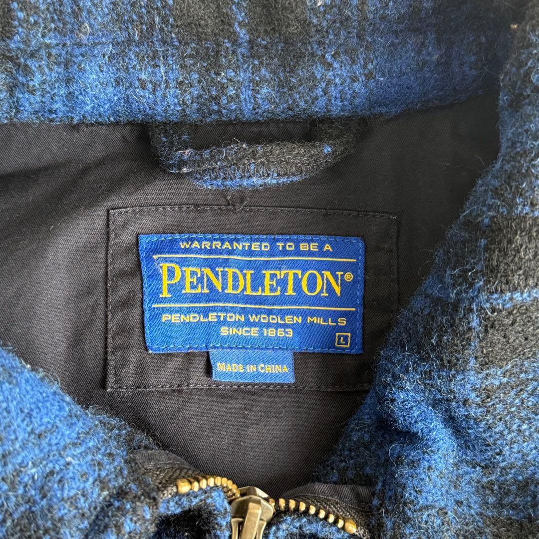 か*ん様 PENDLETON オンブレ チェック ウール ブルゾン ブルー L