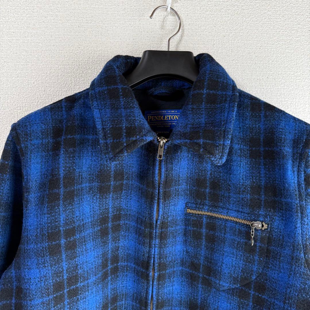 か*ん様 PENDLETON オンブレ チェック ウール ブルゾン ブルー L