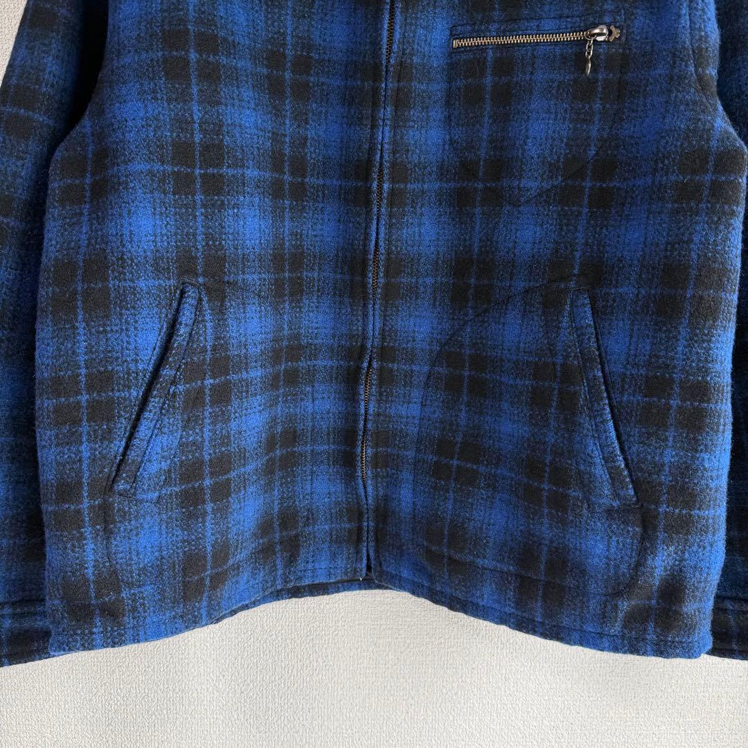 か*ん様 PENDLETON オンブレ チェック ウール ブルゾン ブルー L