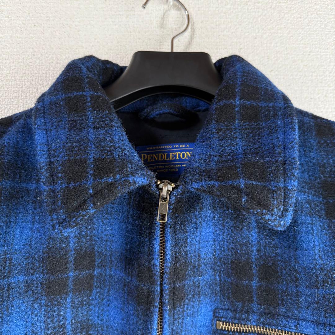 か*ん様 PENDLETON オンブレ チェック ウール ブルゾン ブルー L