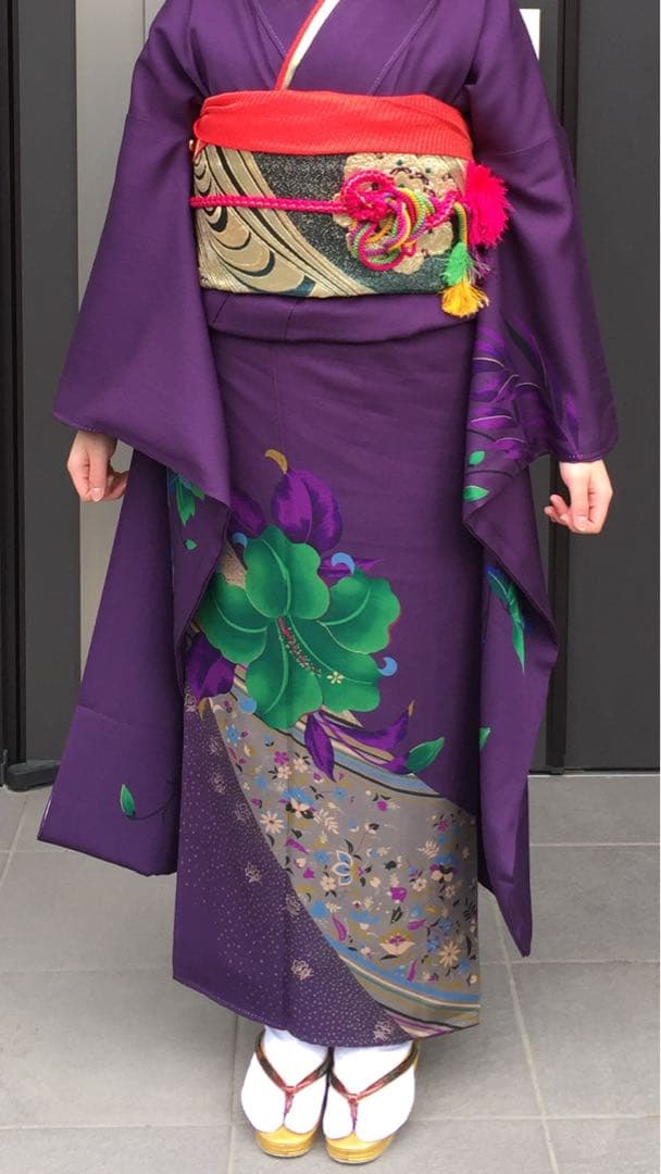 noriko振袖　紫色 花柄 振袖 着物