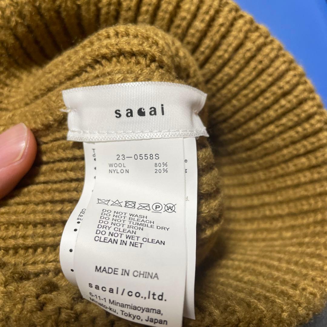 美品 sacai × Carhartt WIP Beanieブラウンニット帽