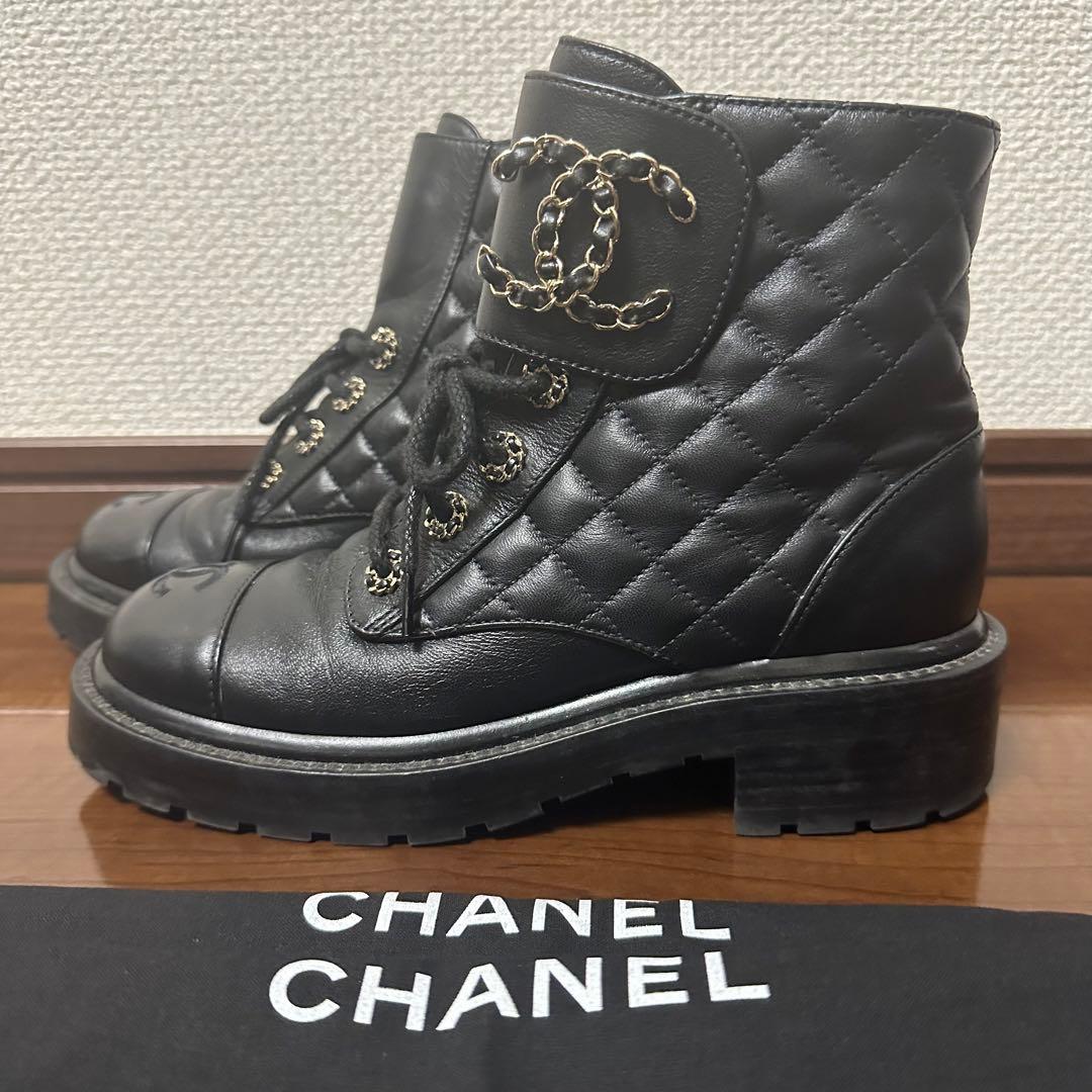 CHANEL シャネル キルティングブーツ ココマーク ショートブーツ 23.5