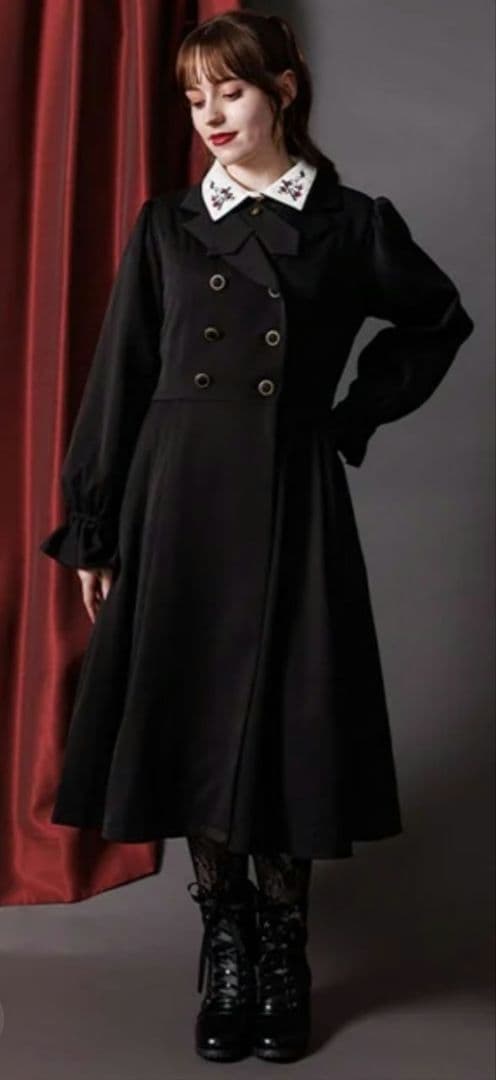 axes femme Wレースアップトレンチコート ハロウィン ロングコート