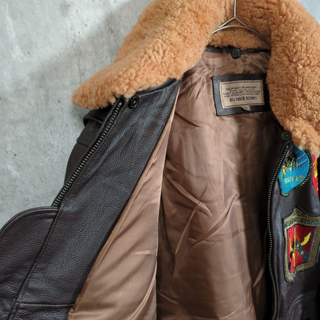 【90~00s】本皮革刺繍G-1トップガンLeatherFlightJacket