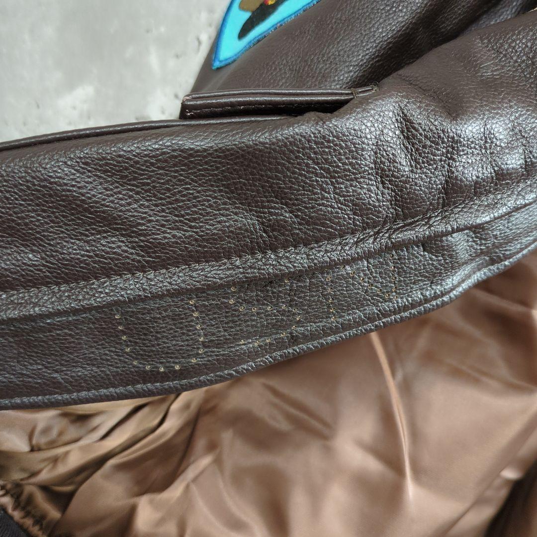 【90~00s】本皮革刺繍G-1トップガンLeatherFlightJacket