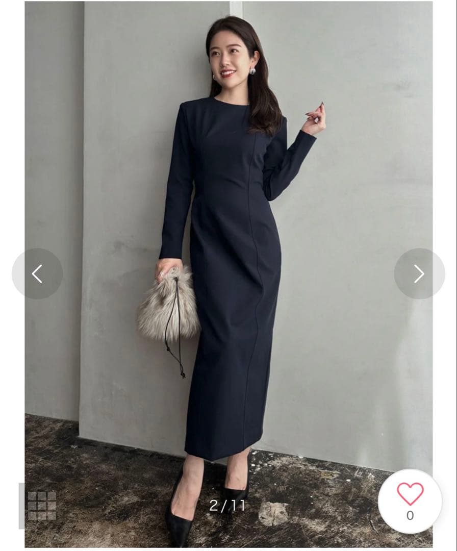 anuans ステッチワークコクーンワンピース （NAVY） xs
