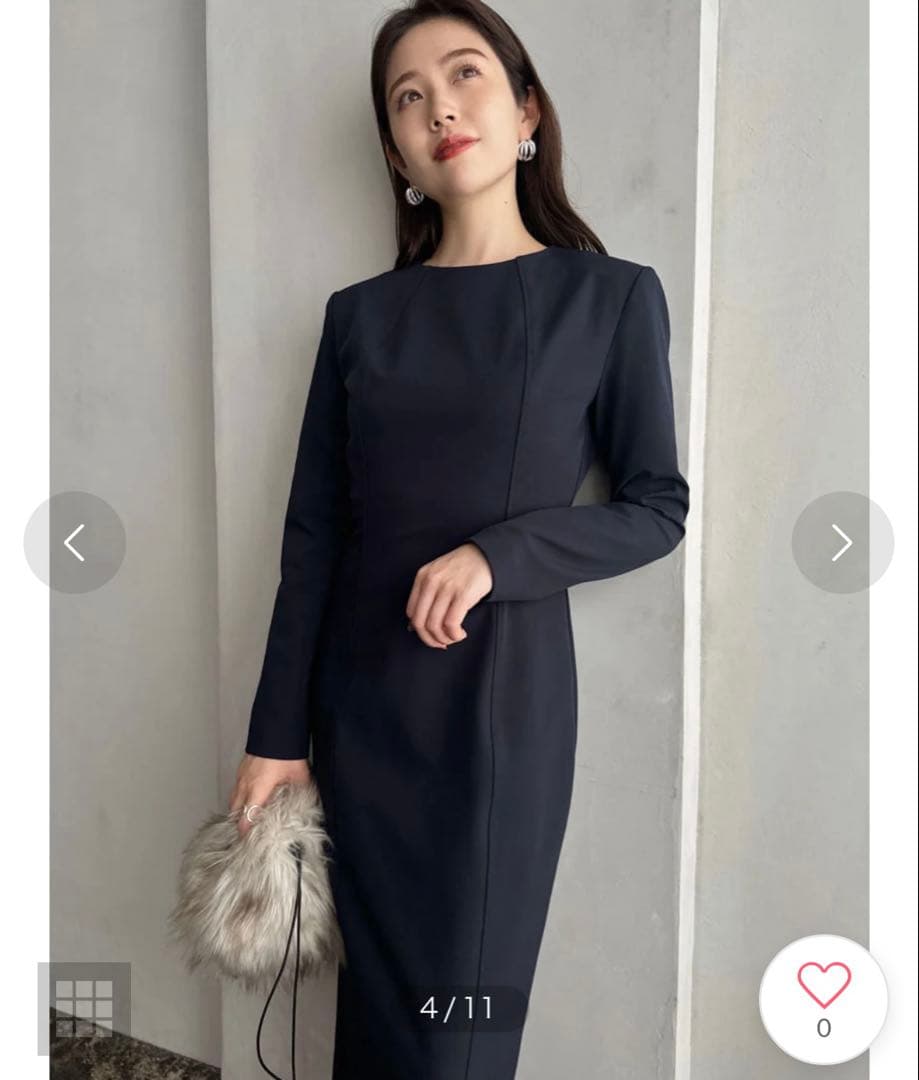 anuans ステッチワークコクーンワンピース （NAVY） xs