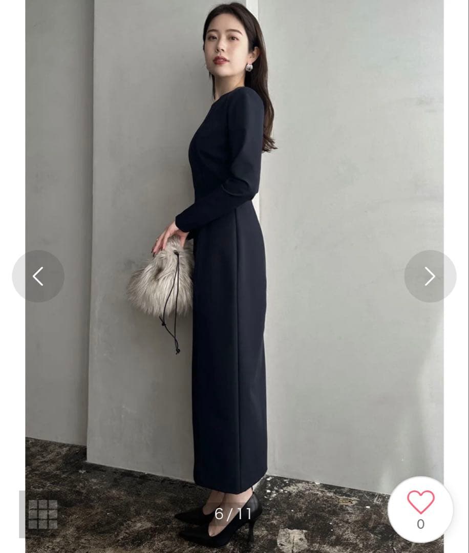 anuans ステッチワークコクーンワンピース （NAVY） xs