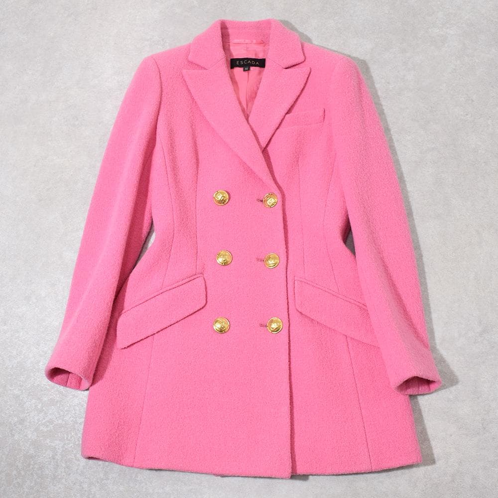 定価28万円 エスカーダ ESCADA 金ボタン ダブルジャケット 32 ピンク