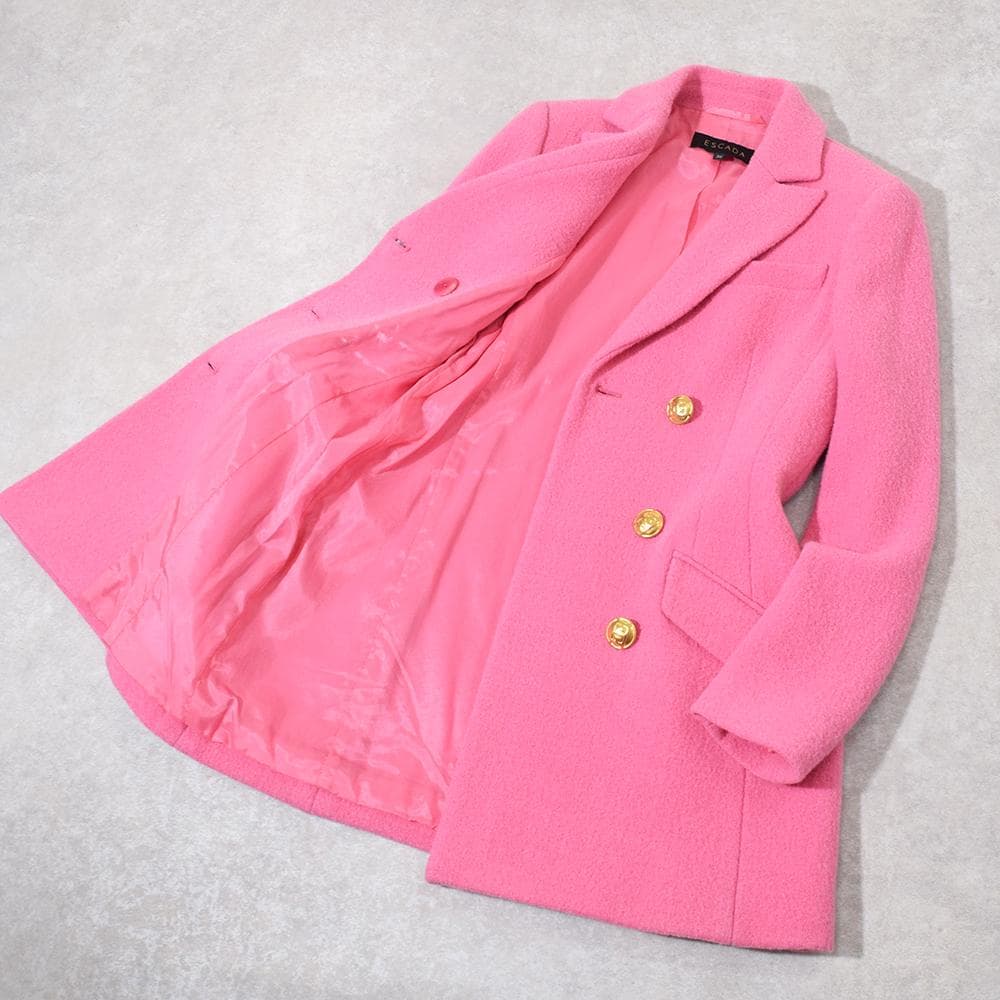 定価28万円 エスカーダ ESCADA 金ボタン ダブルジャケット 32 ピンク