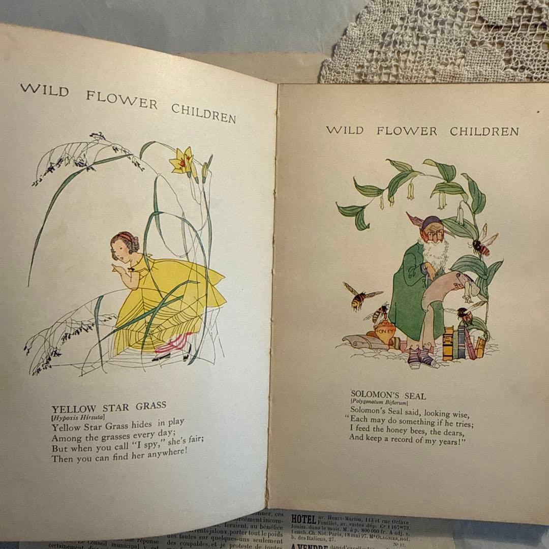 稀少1918年アンティーク美しい挿絵の洋書　絵本　古書ジャンクジャーナル　妖精