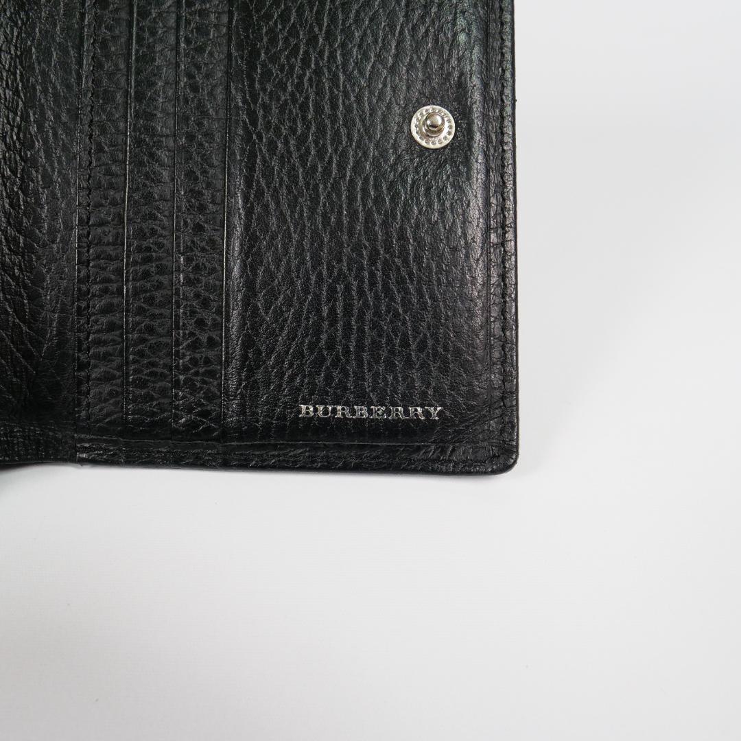 美品✨ バーバリー 二つ折り財布 がま口 レザー ノバチェック ブラック