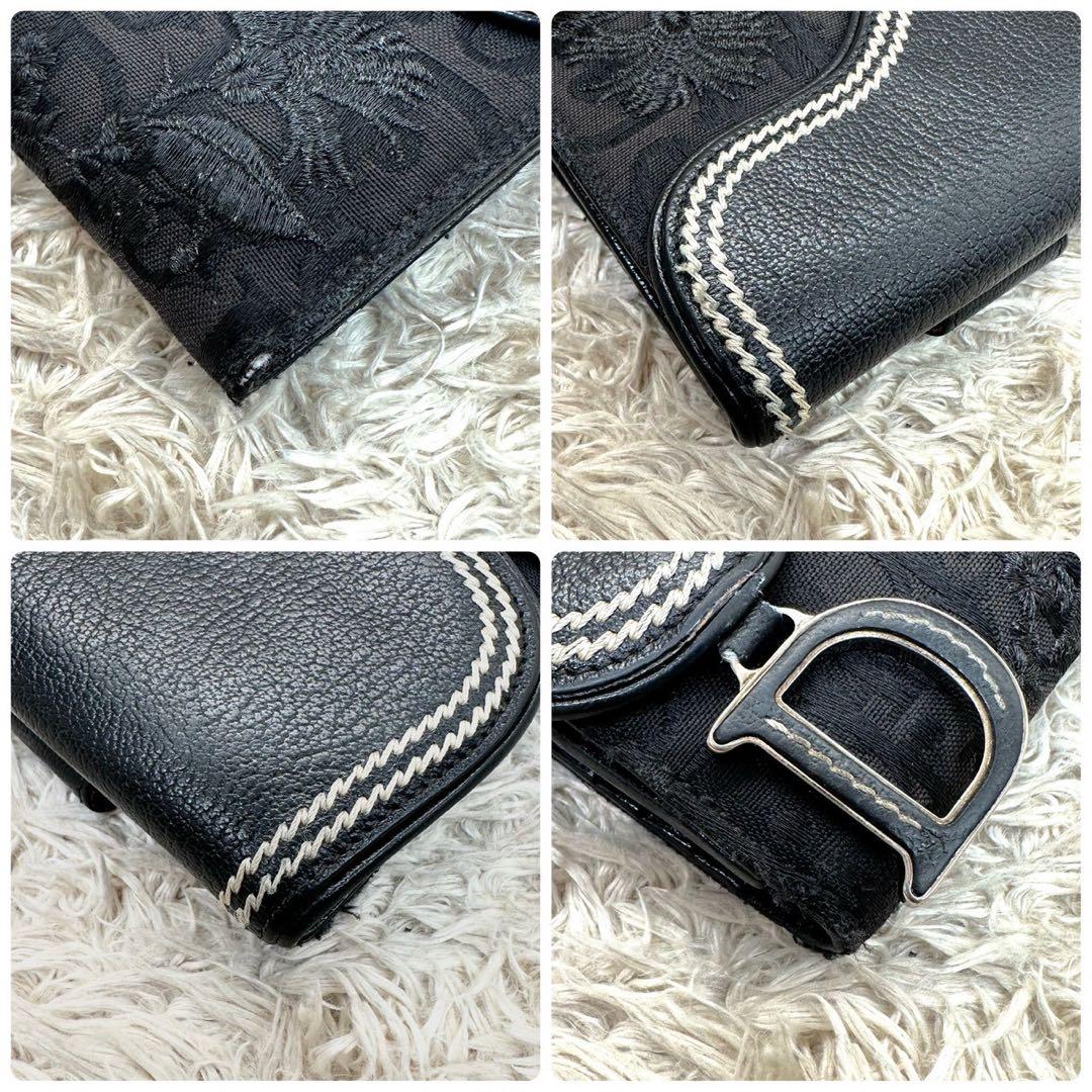 【美品】DIOR 長財布 トロッター オブリーク 二つ折り ブラック