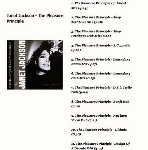 Janet Jackson　The Pleasure Principle　CD