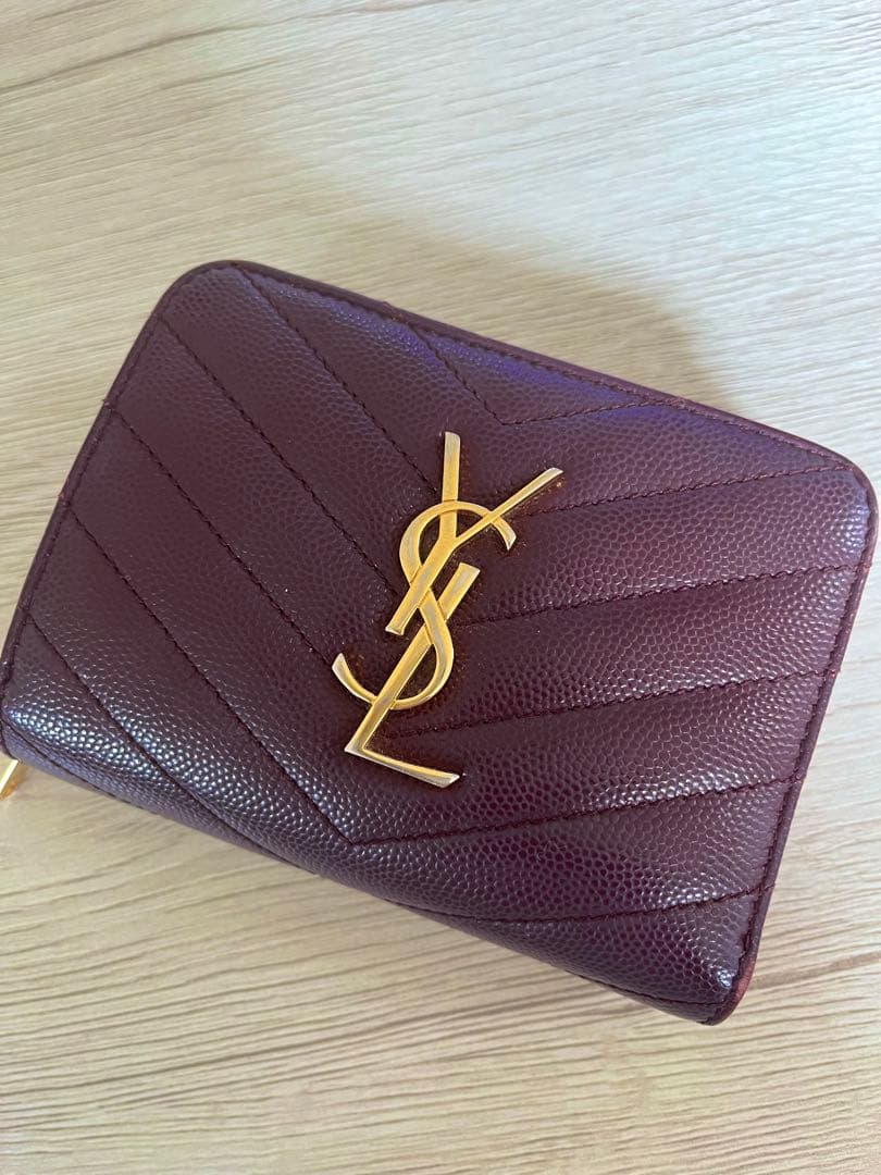SAINT LAURENT バーガンディ 二つ折り財布