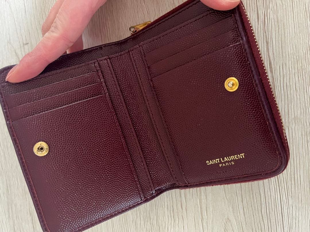 SAINT LAURENT バーガンディ 二つ折り財布
