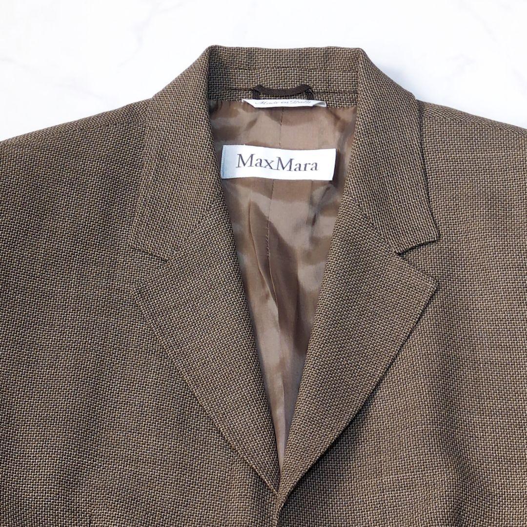 未使用☆MaxMara　ツイード　ジャケット　ウール　比翼　ブラウン　L