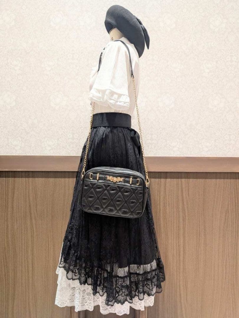axes femme グラデレースフリルスカート