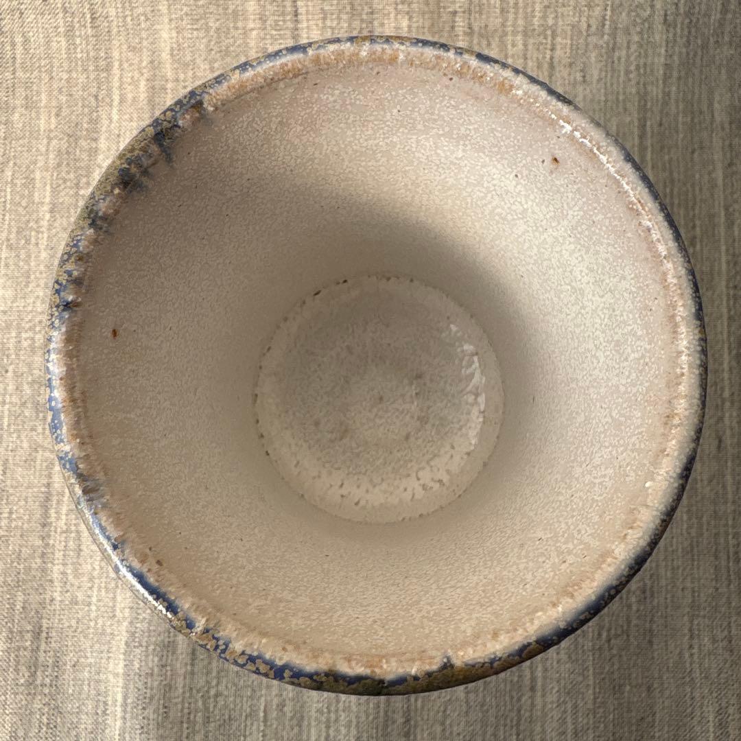 作家 陶芸家 ワイングラス ゴブレット 脚つき杯 高台 カップ 白 紺　セット