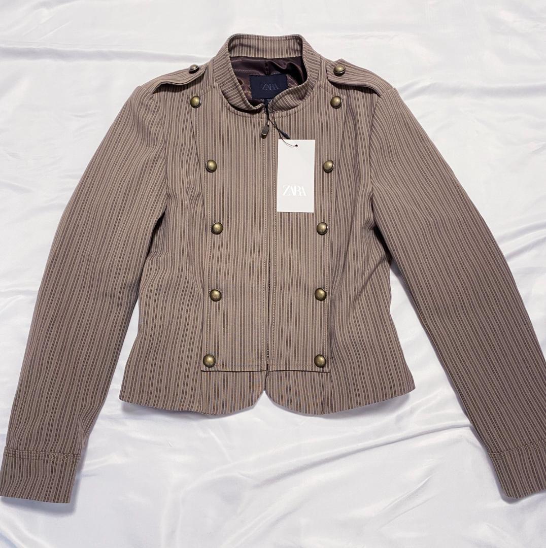 完売品 ZARA ストライプ柄フィットブレザー S ナポレオン