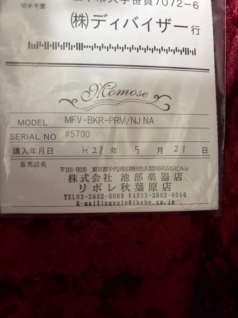 MOMOSE フライングv　mfv bkr-prm/nj ブラックコリーナ