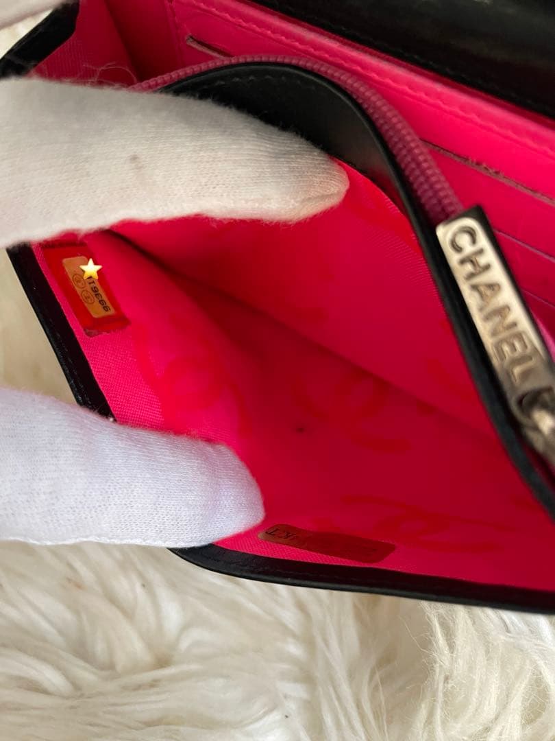 シャネル CHANEL 財布 二つ折り カンボンライン ココマーク 黒 ピンク