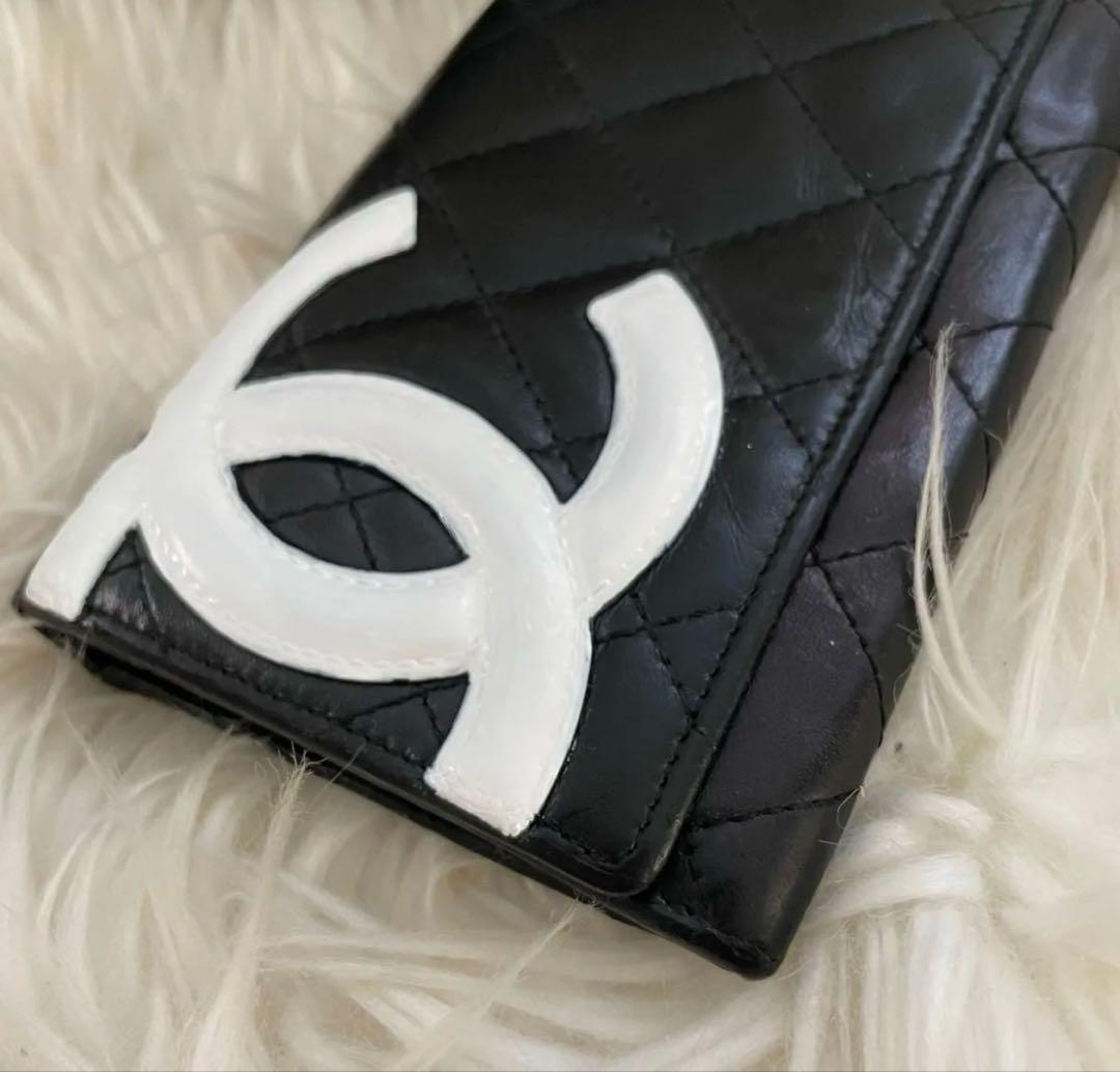 シャネル CHANEL 財布 二つ折り カンボンライン ココマーク 黒 ピンク