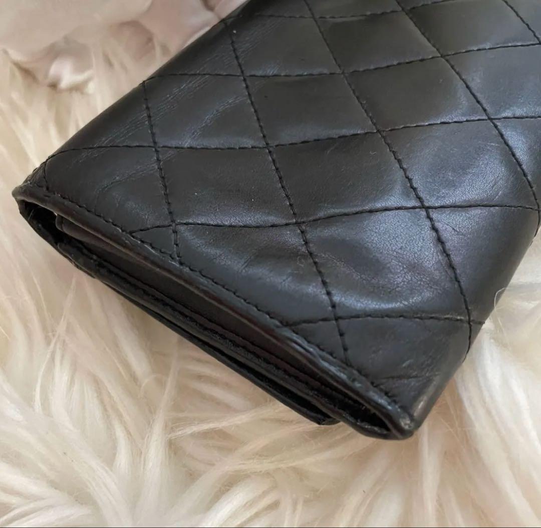 シャネル CHANEL 財布 二つ折り カンボンライン ココマーク 黒 ピンク