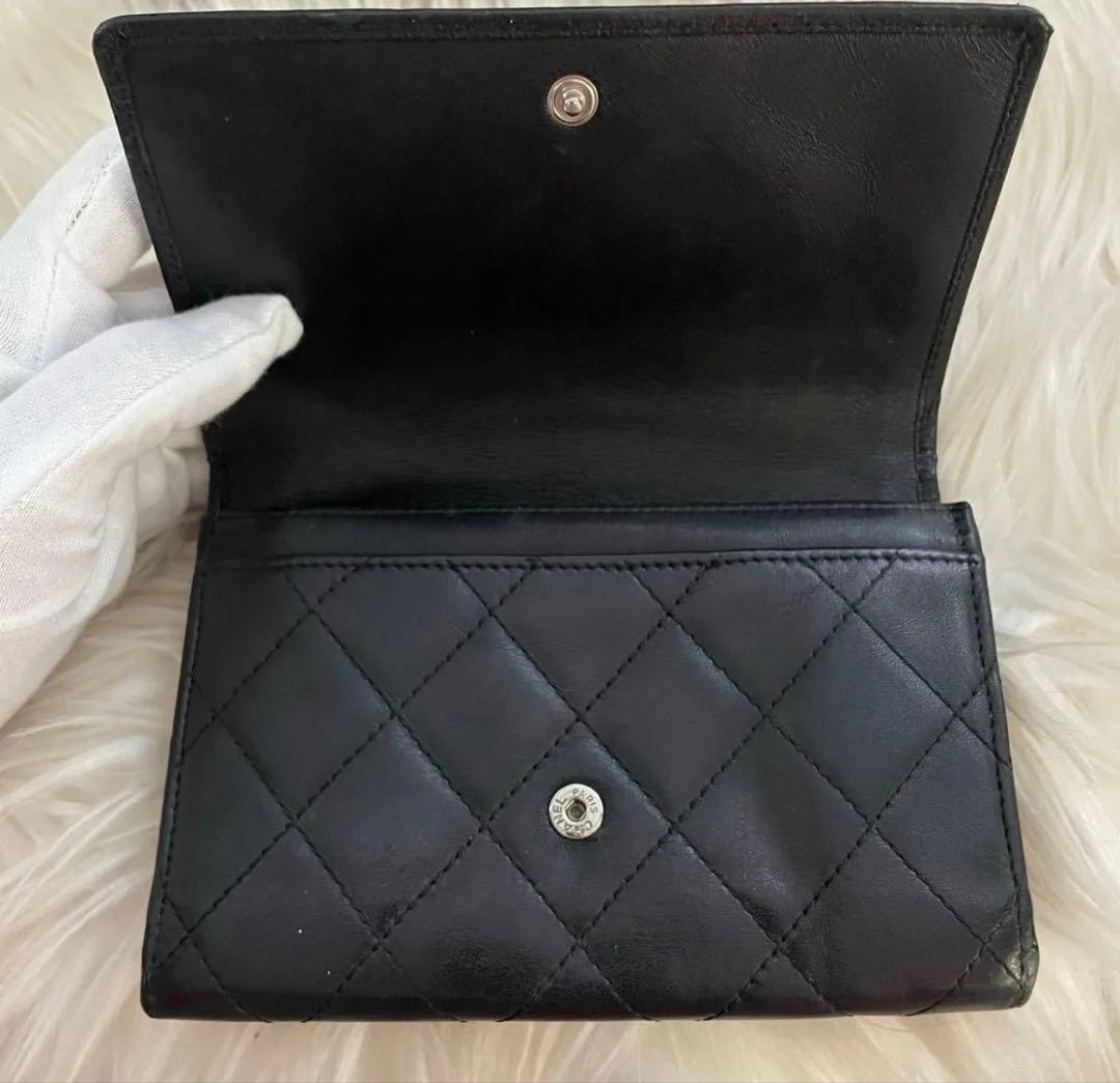 シャネル CHANEL 財布 二つ折り カンボンライン ココマーク 黒 ピンク