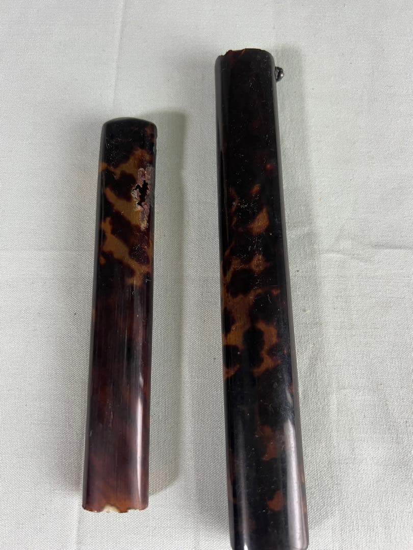 玳瑁 鼈甲 煙管用 提げ物 時代 提げ物 煙管筒 喫煙具