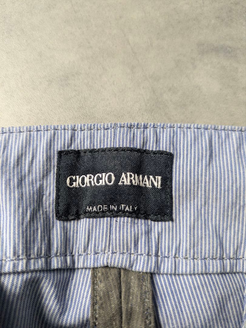 未使用 GIORGIO ARMANI コットン トラウザー パンツ 黒タグ