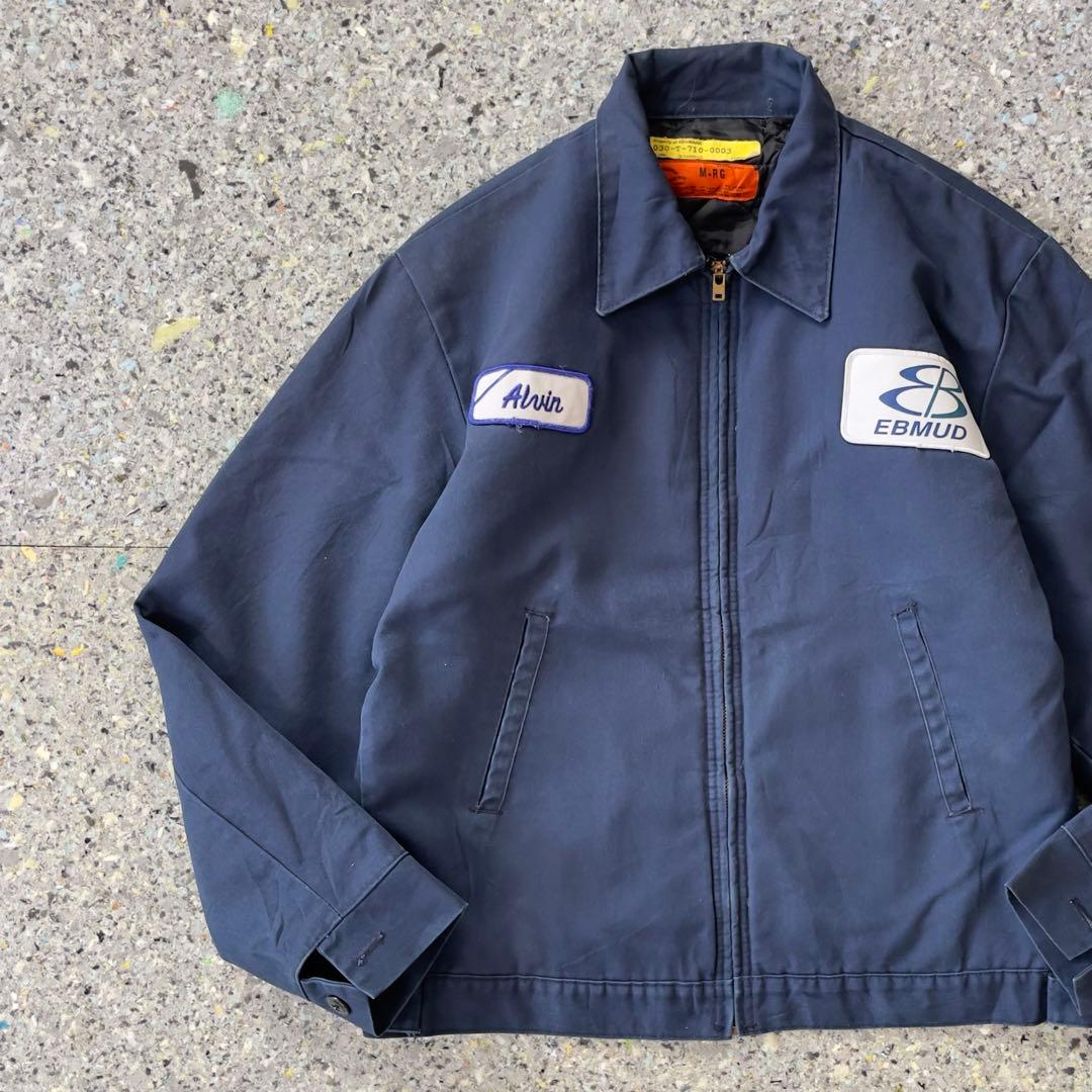 ジャケット・アウター Vintage Quilted Zip Work Blouson Navy M