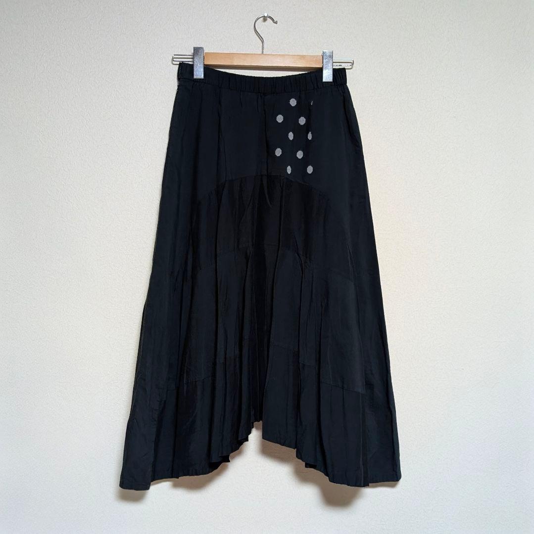 センソユニコ 慈雨 ドット柄 刺繍パッチワーク切り替えスカート