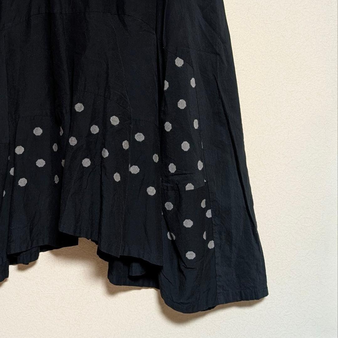 センソユニコ 慈雨 ドット柄 刺繍パッチワーク切り替えスカート