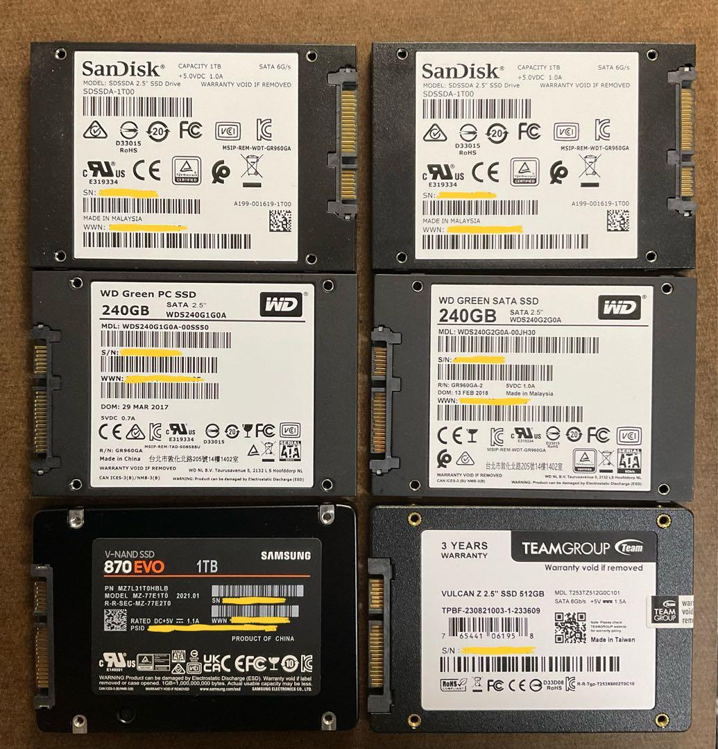 2.5インチ SATA SSD 6個セット