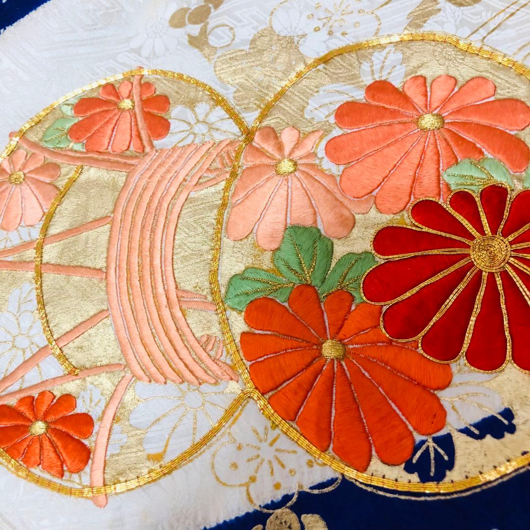 正絹 振袖フルセット‼️豪華振袖絞り⭐︎駒金糸刺繍煌びやか⭐︎花太鼓金彩 青系 逸品