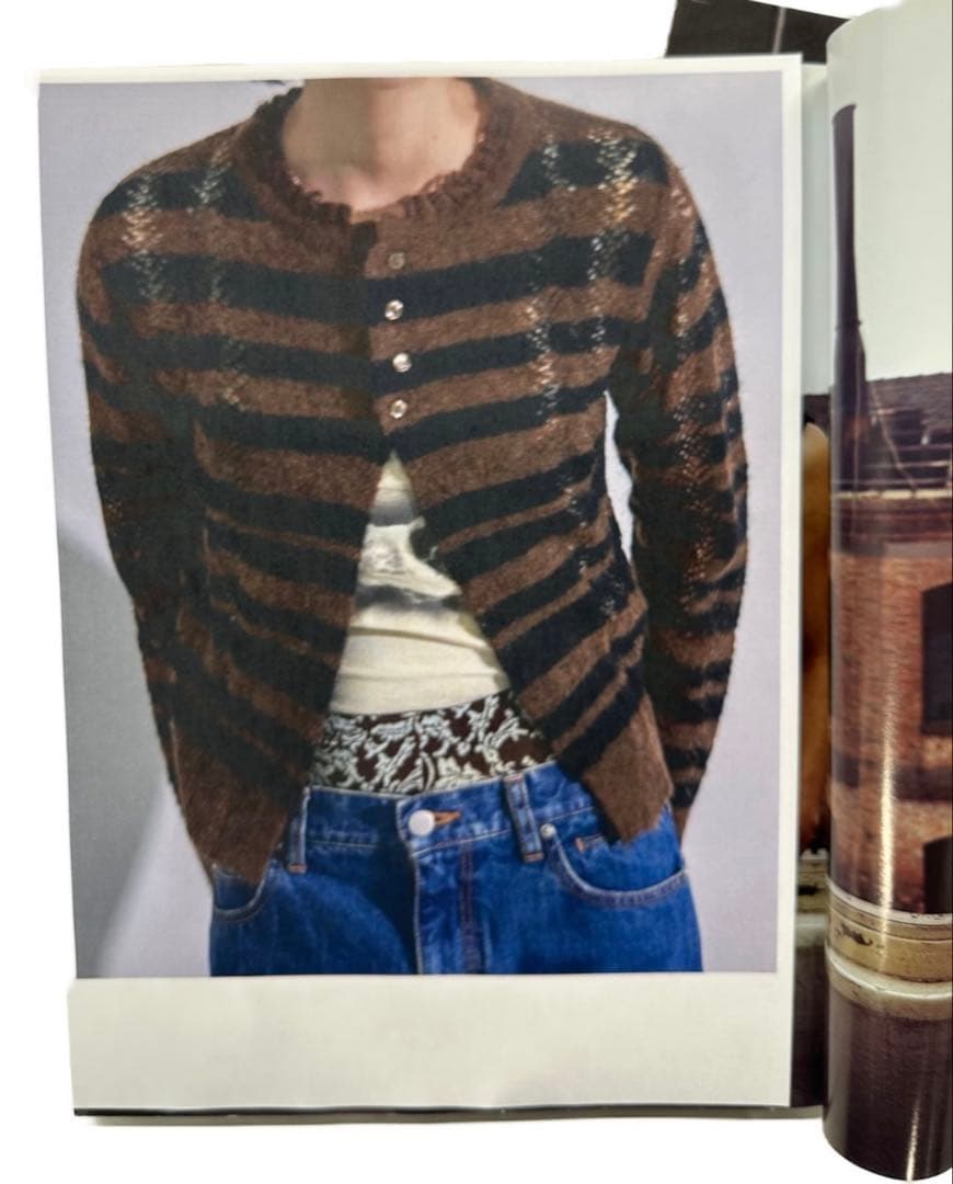 トップス PERVERZE Thick Stripe Knit Cardigan