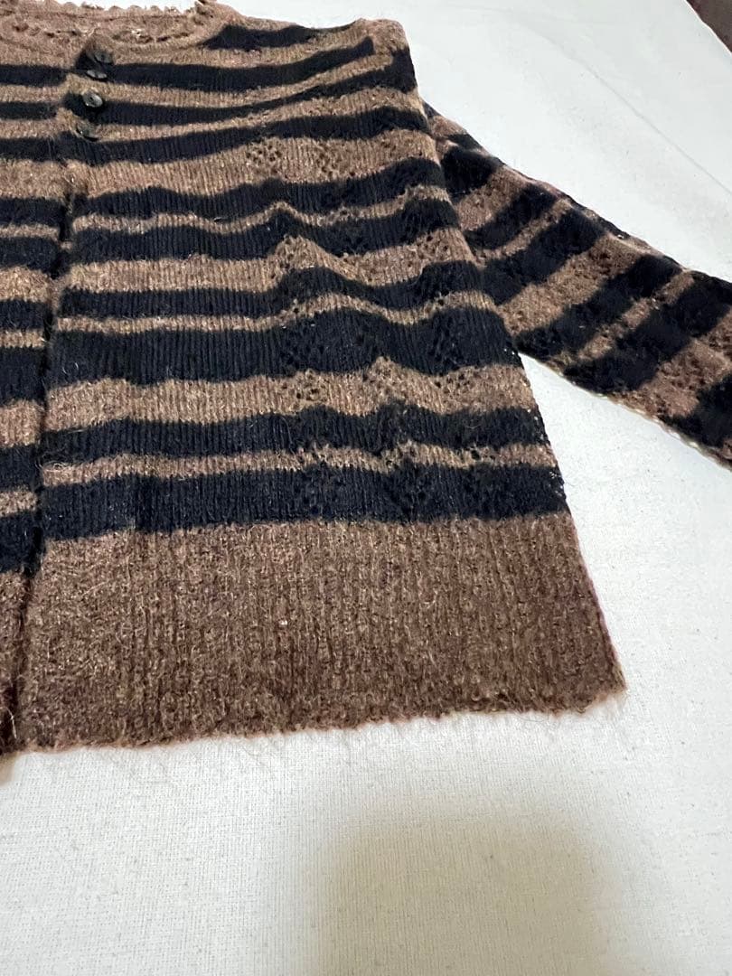 トップス PERVERZE Thick Stripe Knit Cardigan