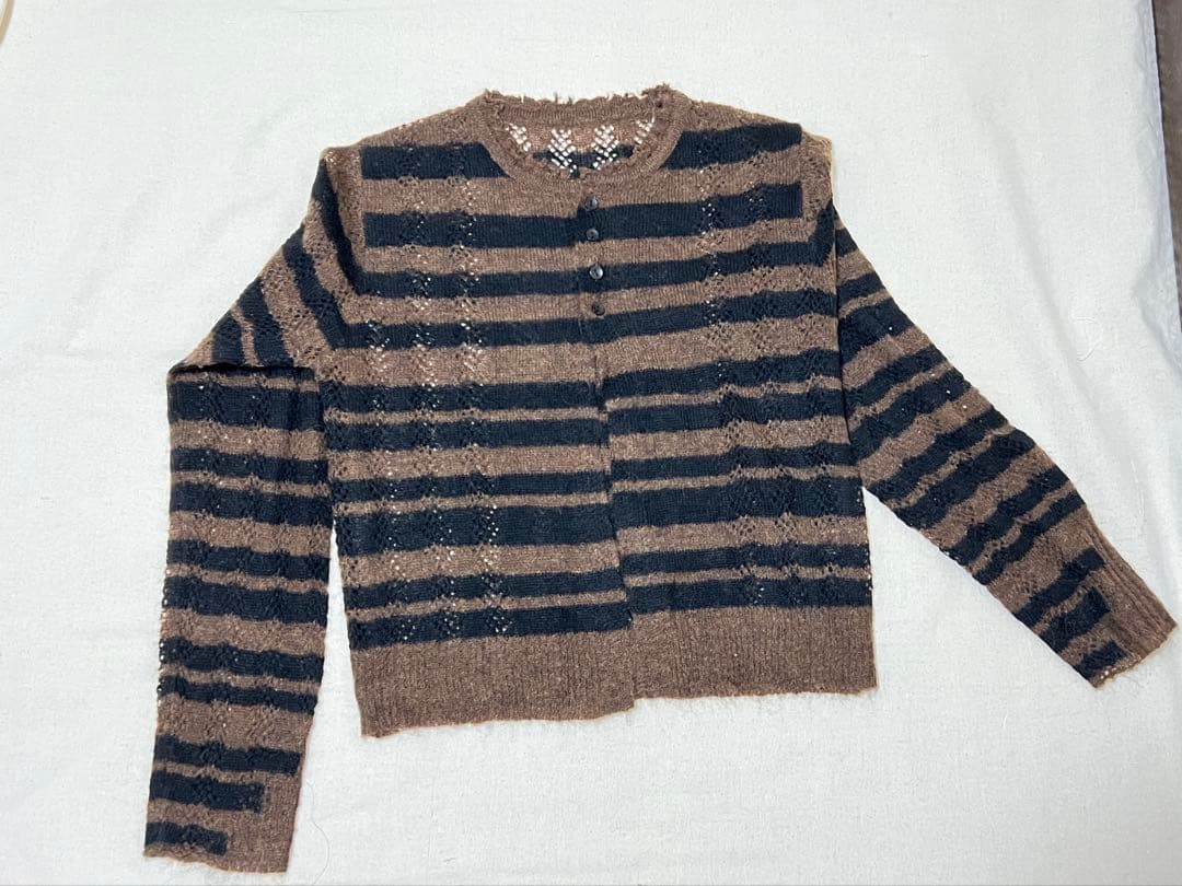 トップス PERVERZE Thick Stripe Knit Cardigan
