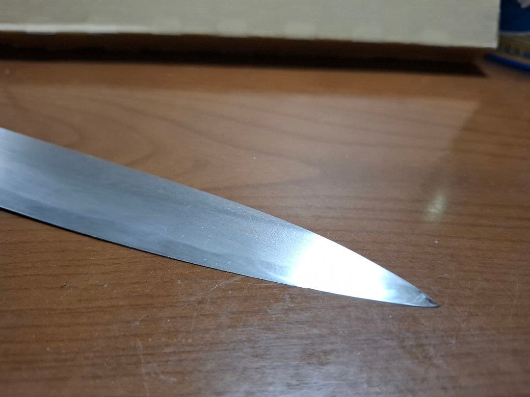 使用少【堺 刀司】柳刃包丁 刺身包丁 全長41.5 刃渡26.3cm 厚み4mm