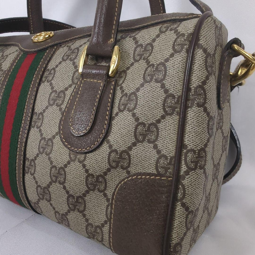 【美品】GUCCI グッチ シェリーライン ミニボストン ショルダー バッグ