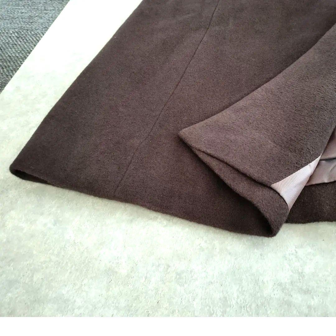 【美品】アンゴラ65% フォックスファー ロングコート 11AR 焦茶