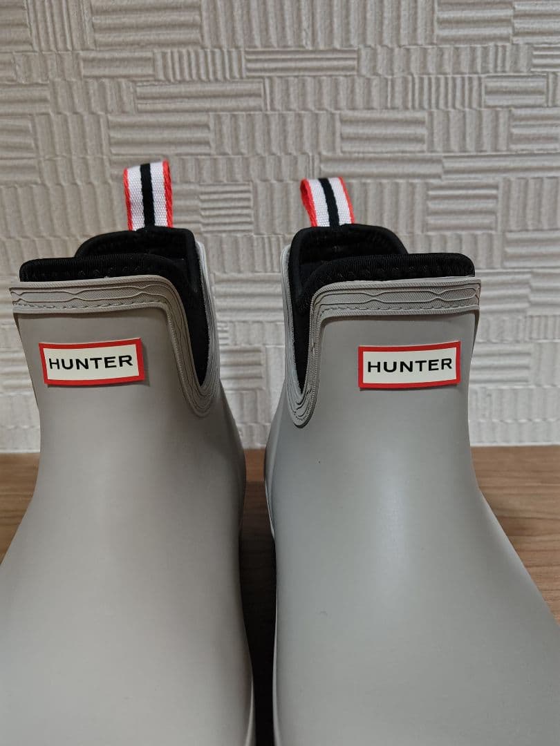 未使用！　美品！ HUNTER グレー ショートレインブーツUK6
